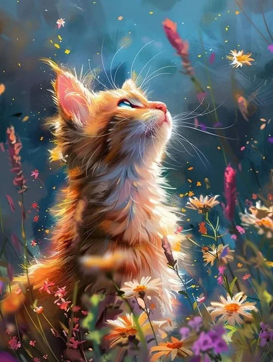 DIY Diamond Painting Kits - Kitten In Flowers