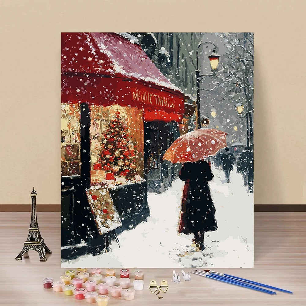 Painting By Numbers Kit - Snowy Streets