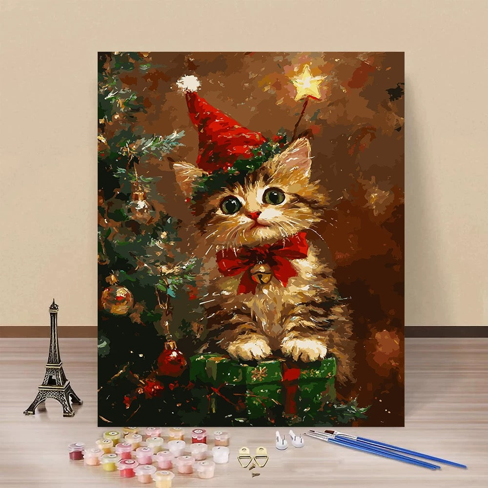 Painting By Numbers Kit - Christmas Kitten