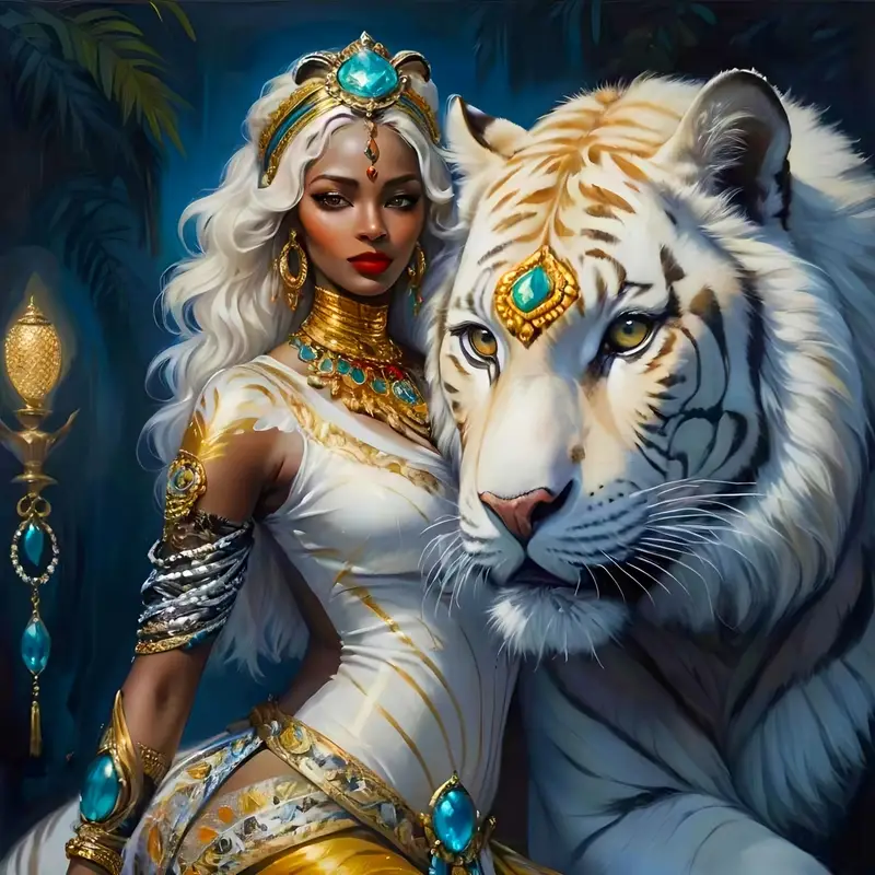 DIY Diamond Painting Kits - Women And White Tigers