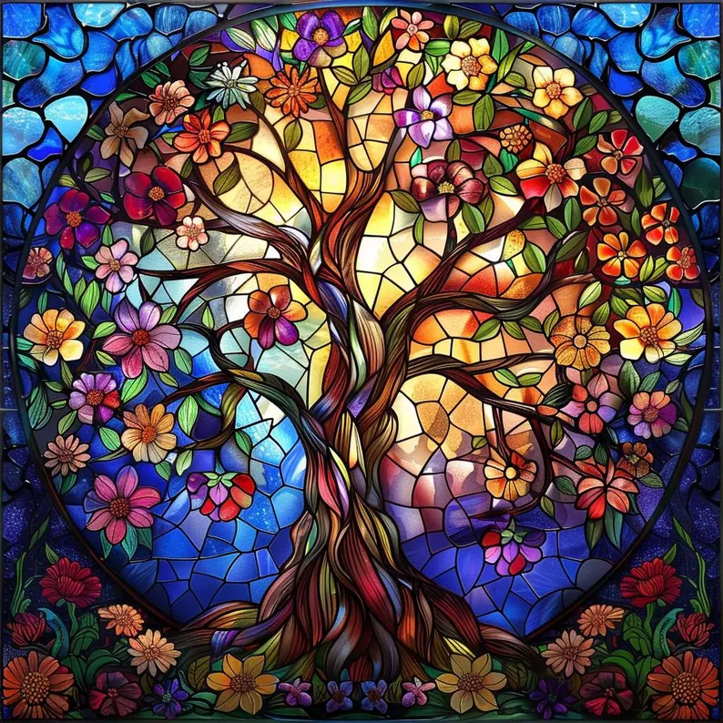 DIY Diamond Painting Kits - Stained Glass Style Life Tree