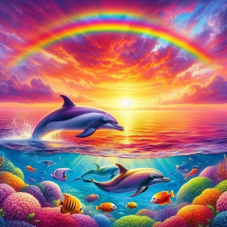 DIY Diamond Painting Kits - Dolphin and Rainbow
