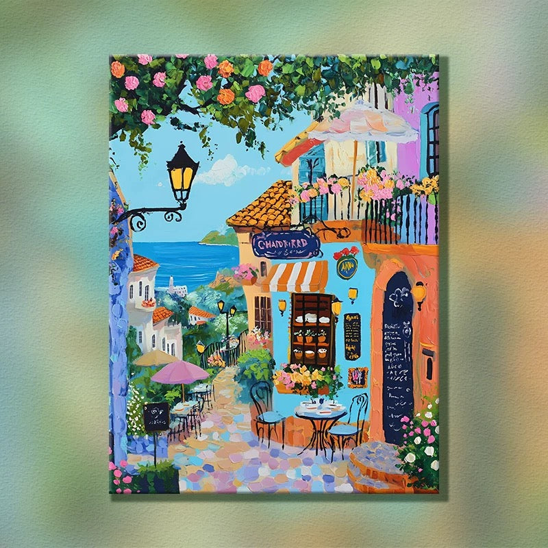 Painting By Numbers Kit - Seaside Townscape