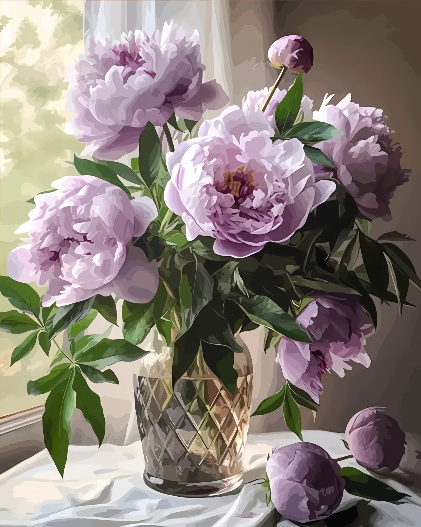 Painting By Numbers Kit - Flowers On The Windowsill