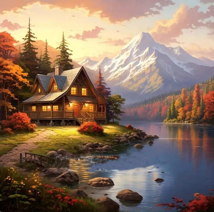 DIY Diamond Painting Kits - Lakeside Cottage