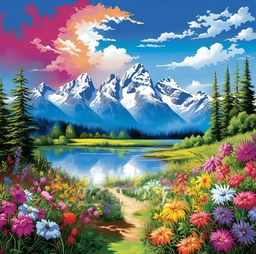 DIY Diamond Painting Kits - Snowy Mountain Scenery