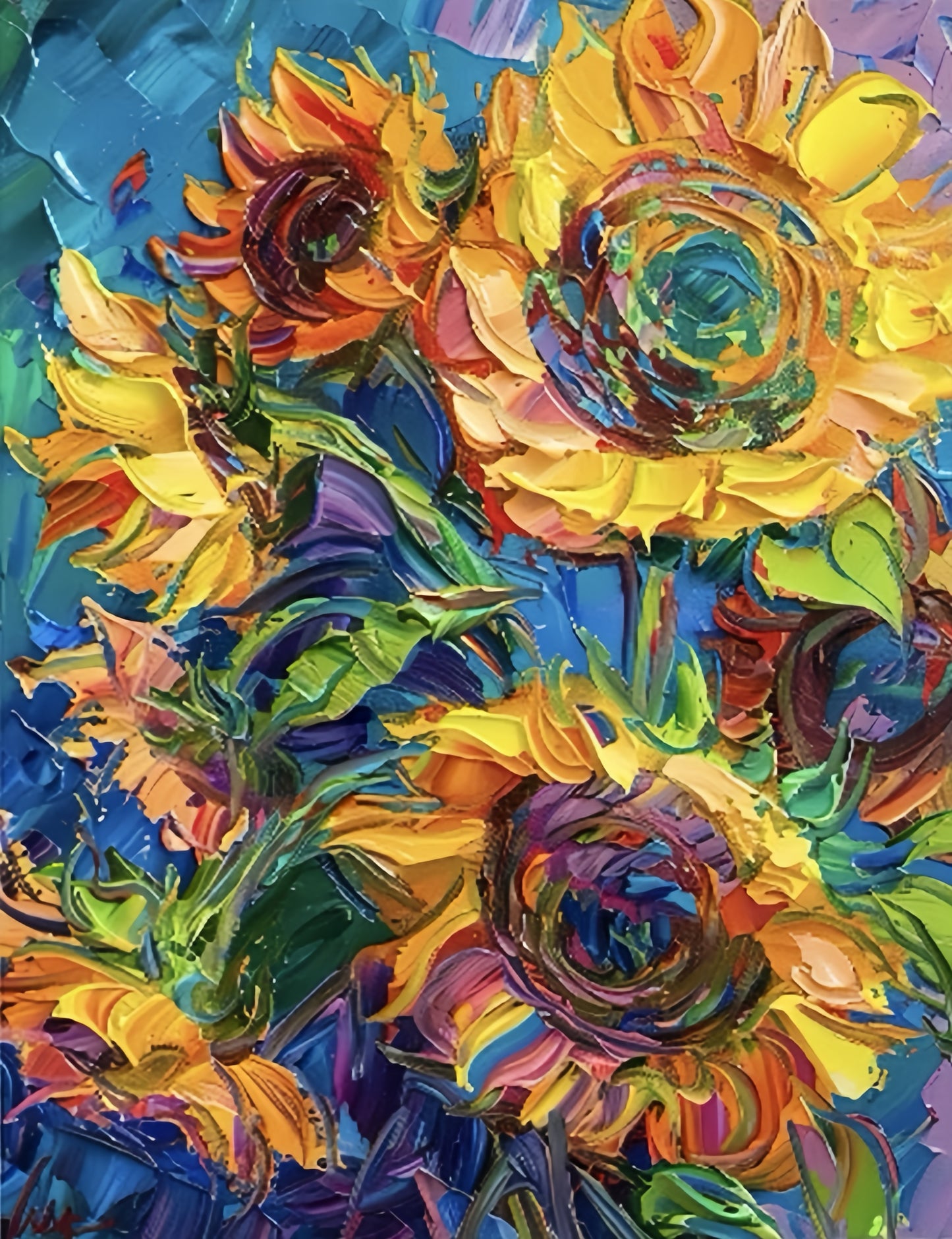 Painting By Numbers Kit - Abstract Sunflower