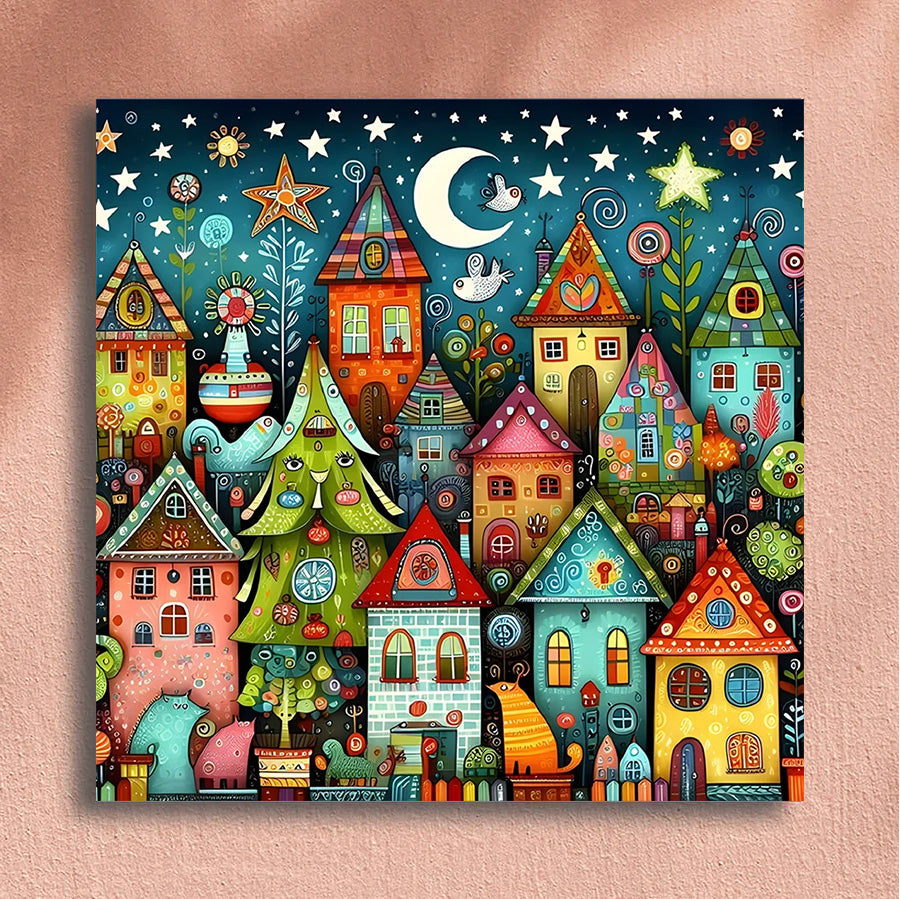 Painting By Numbers Kit - Abstract Colorful Town