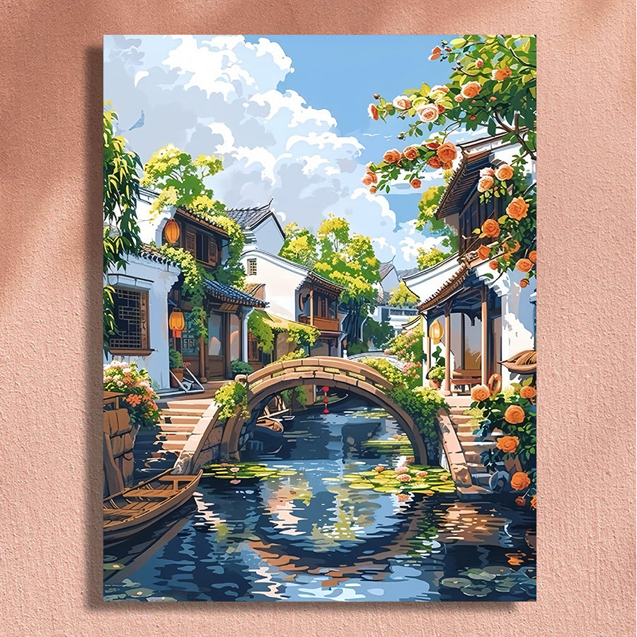 Painting By Numbers Kit - Scenery By The Bridge
