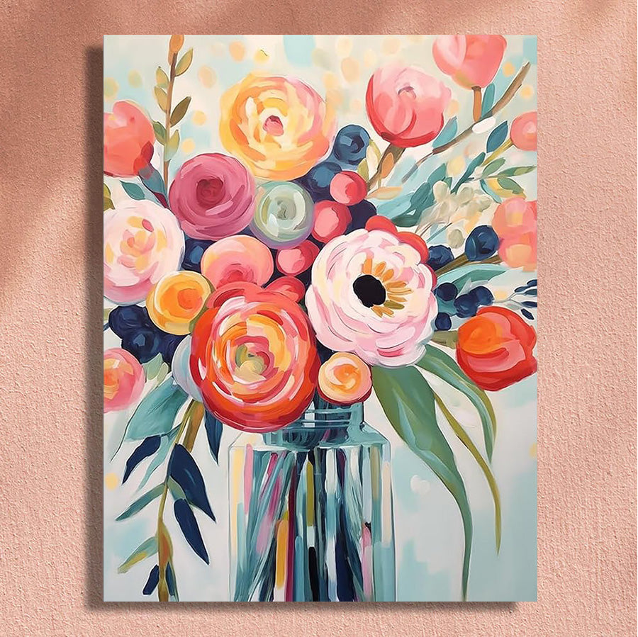 Painting By Numbers Kit - Colored Flowers