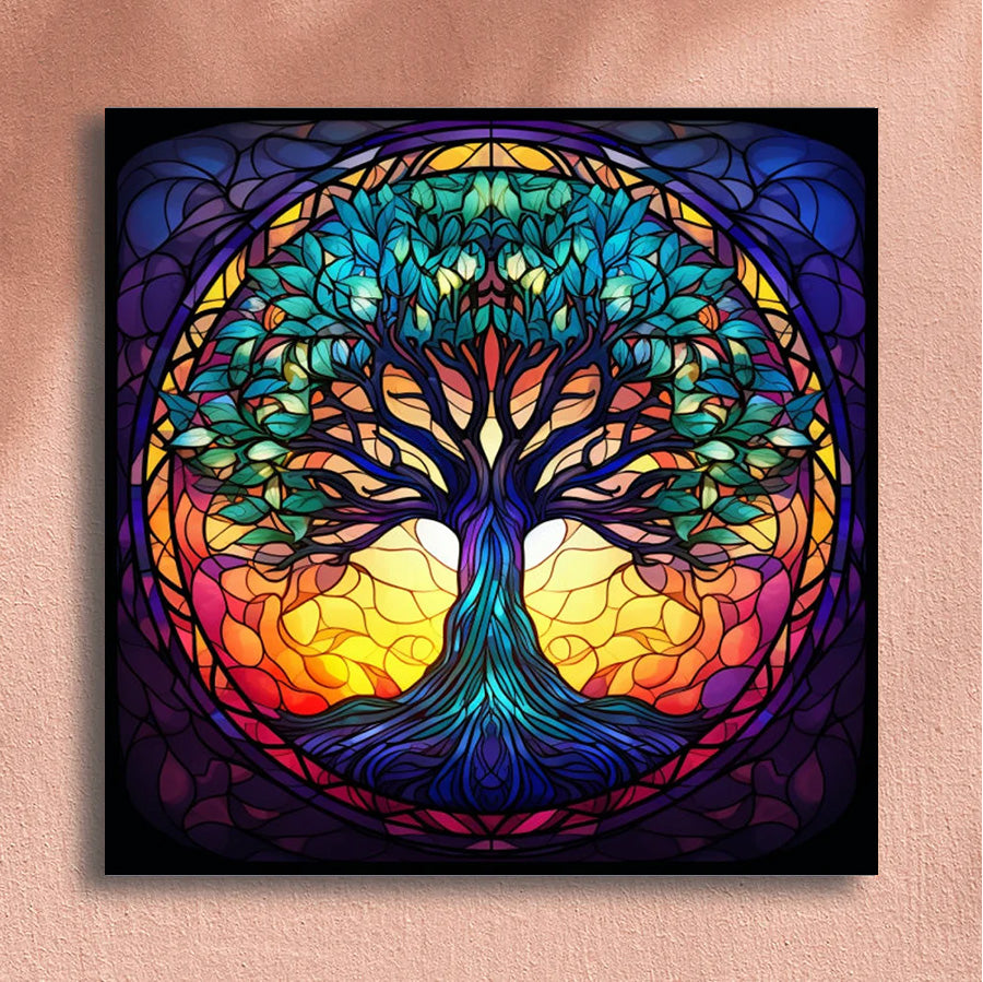 Painting By Numbers Kit - Stained Glass Style Tree