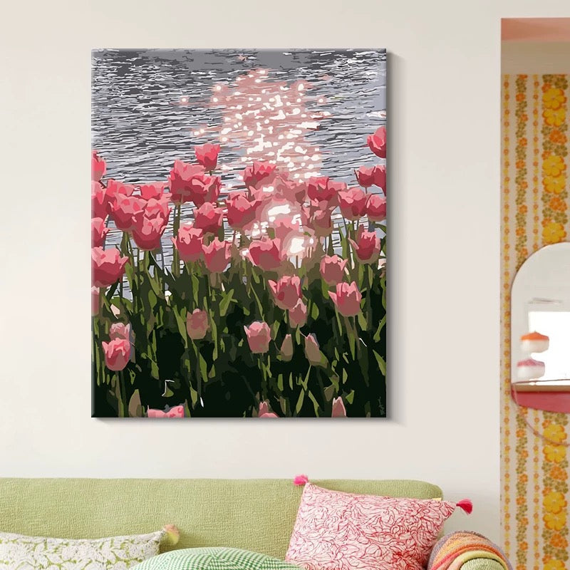 Painting By Numbers Kit - Tulips By The Sea