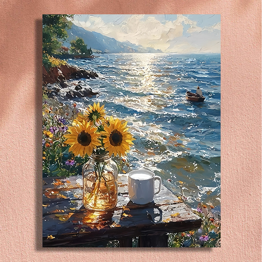 Painting By Numbers Kit - Flowers By The Sea