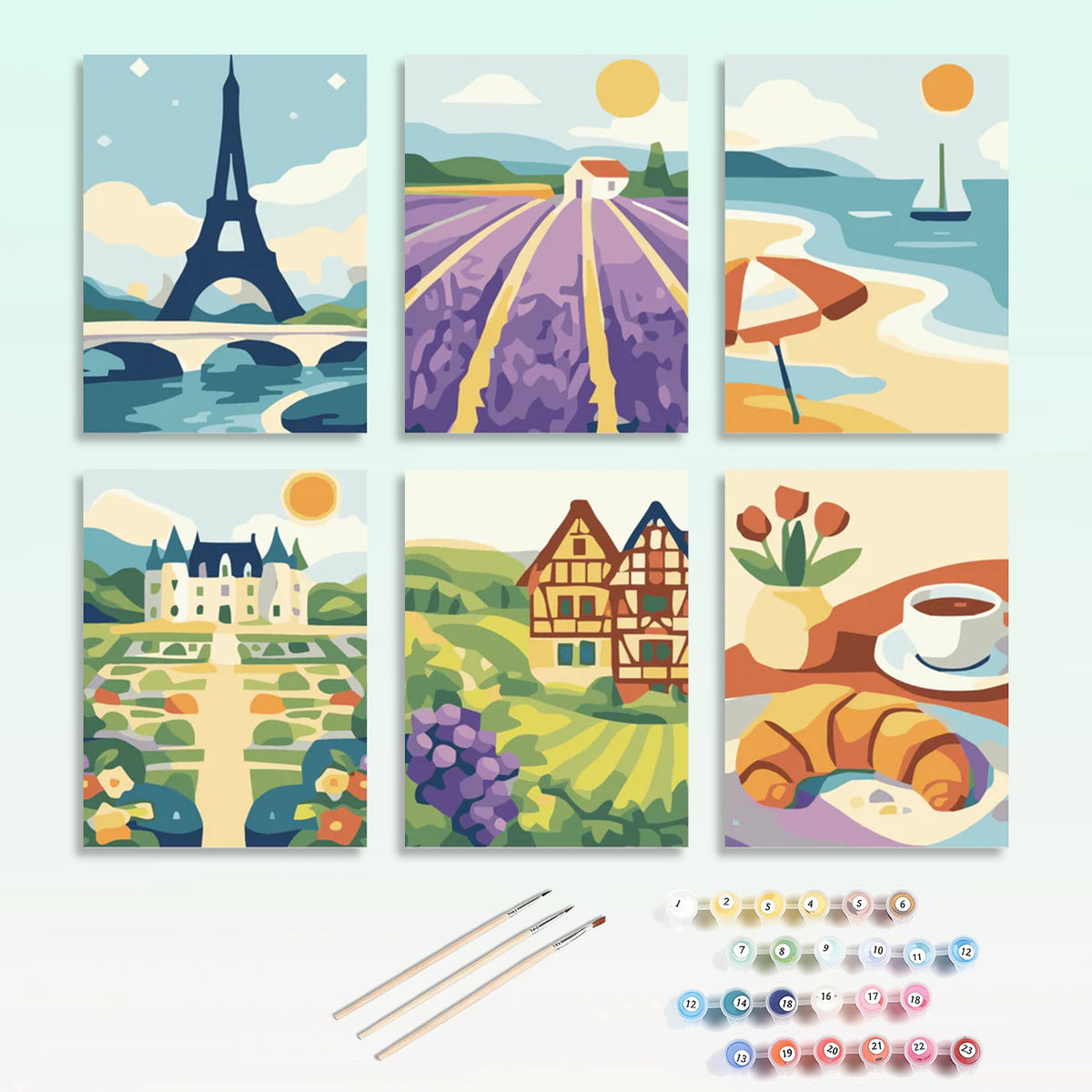 6 Mini Painting By Numbers Kits - Scenery