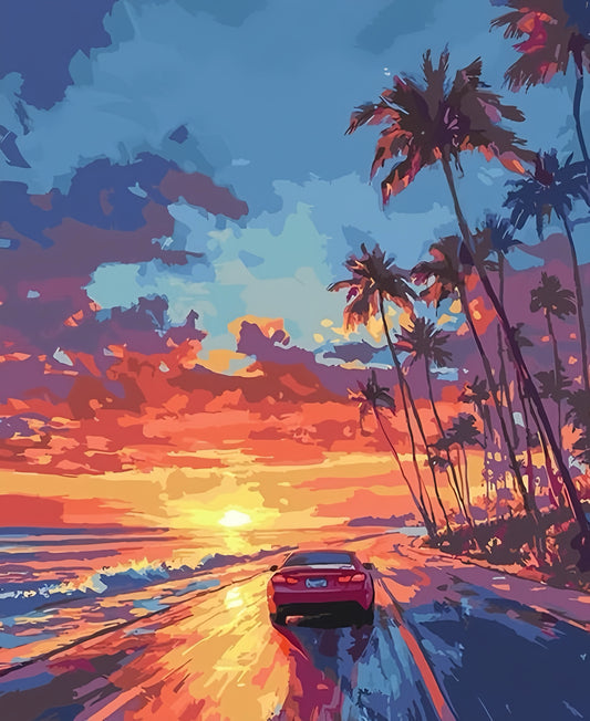Schilderen Op Nummer - Auto's op het strand