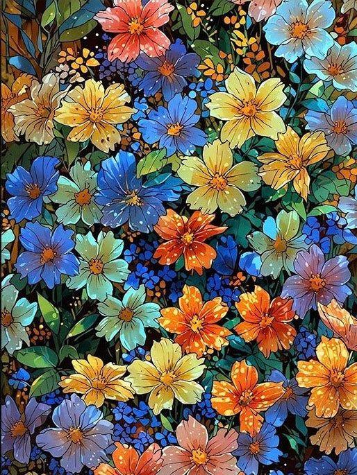 Schilderen Op Nummer - Gekleurde Bloemen