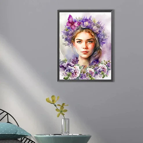 DIY 5D Diamond Painting Kit - Girl With Flowers Painting