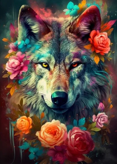 DIY Diamond Painting Kits - Flowers and Wolves