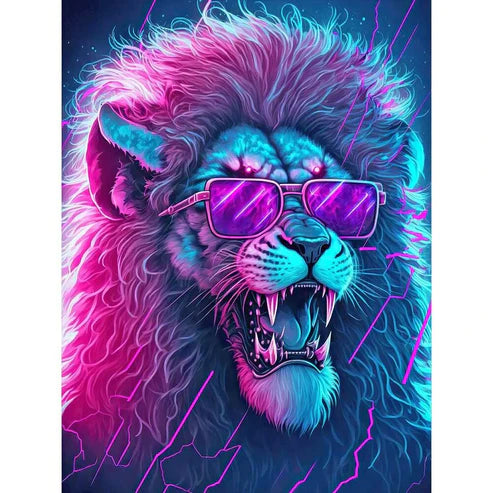 DIY 5D  Diamond Painting Kit - Lion Wears Sunglasses