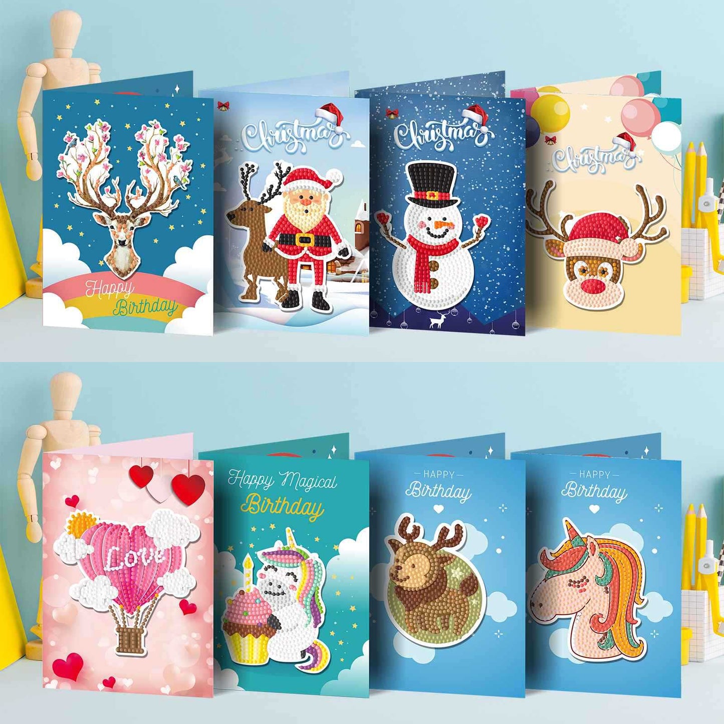 Diamond Painting Greeting Card Christmas 8Pcs