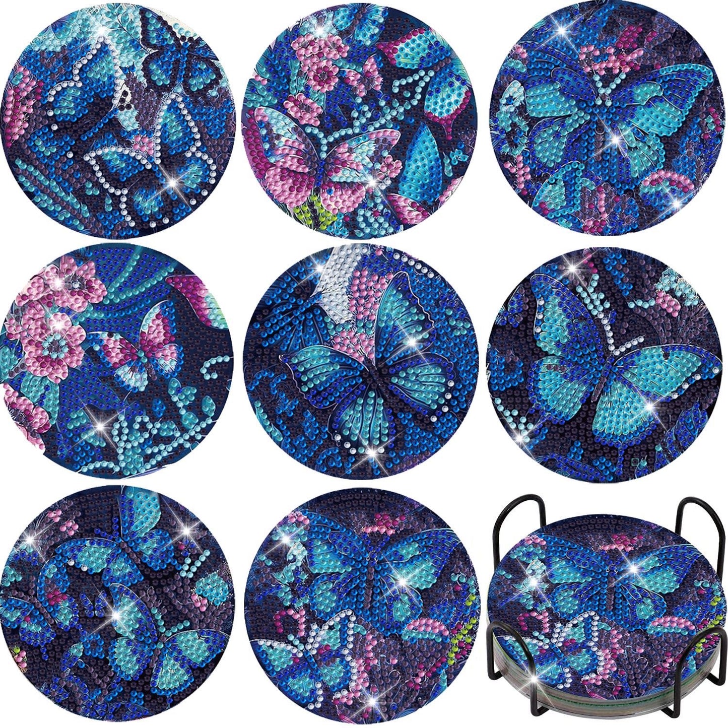 Diamond Painting Coasters - Flowers (8 pcs)