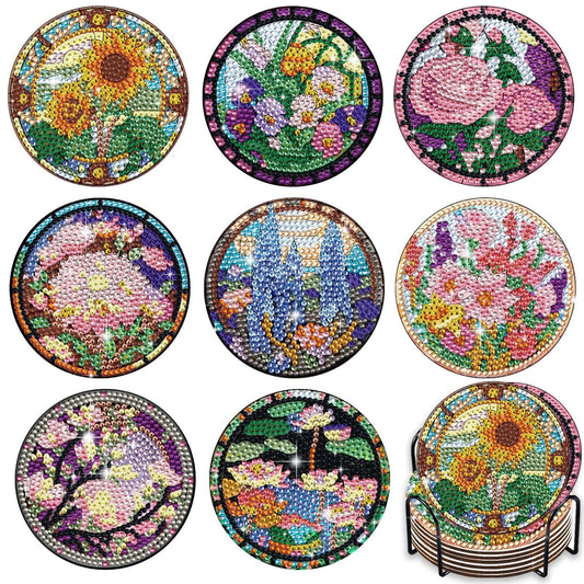 Diamond Painting Coasters - Flowers (8 pcs)