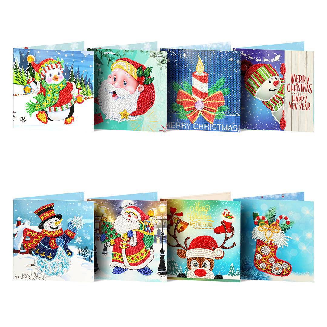 Diamond Painting Greeting Card Christmas 8Pcs