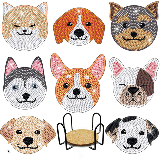 Diamond Painting Coasters - Dogs (8 pcs)