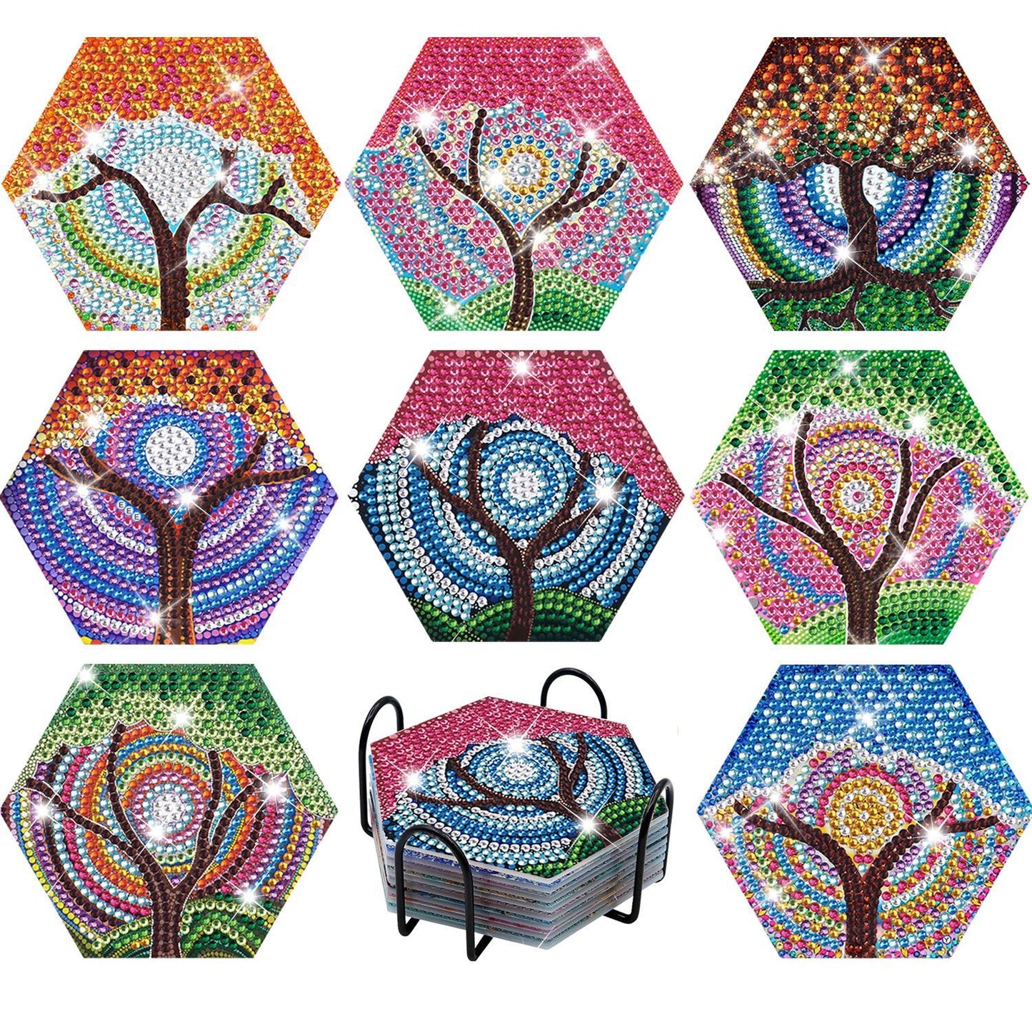 Diamond Painting Coasters - Abstract Tree (8 pcs)