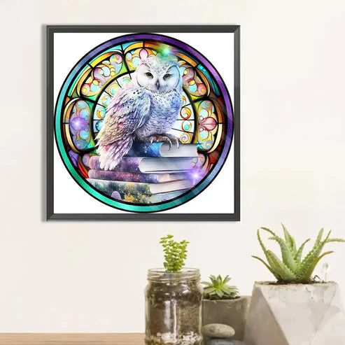 DIY 5D Diamond Painting Kit - Stained Glass Owl