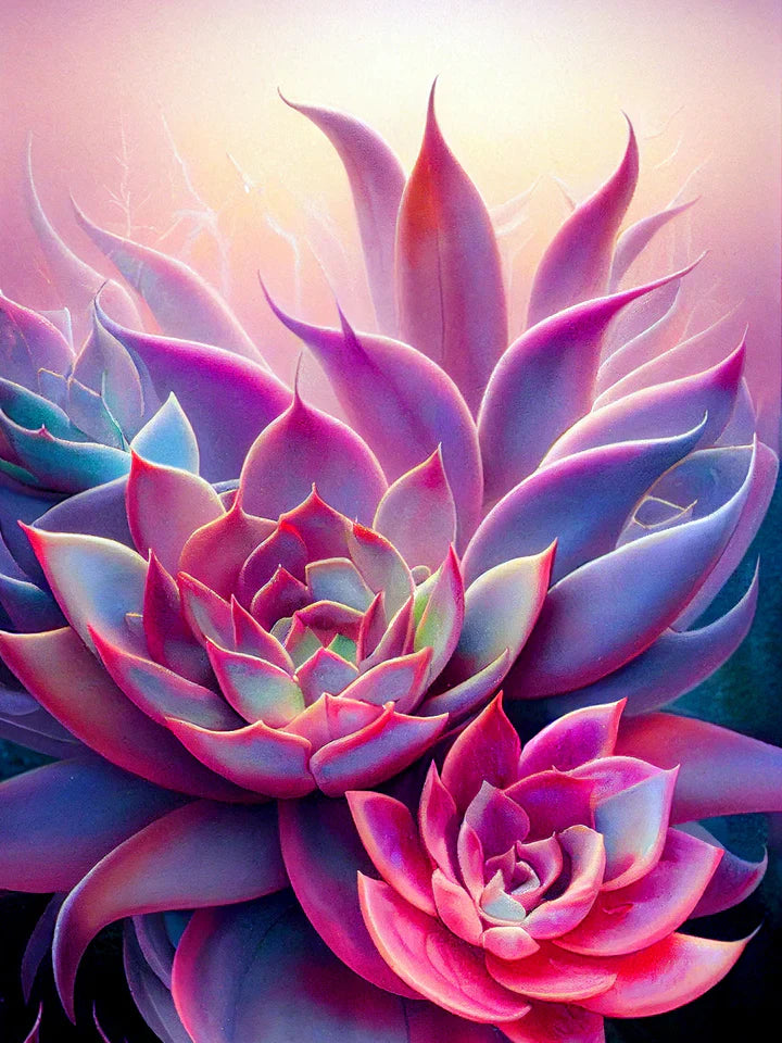 DIY 5D Diamond Painting Kit - Beautiful Pink Succulent