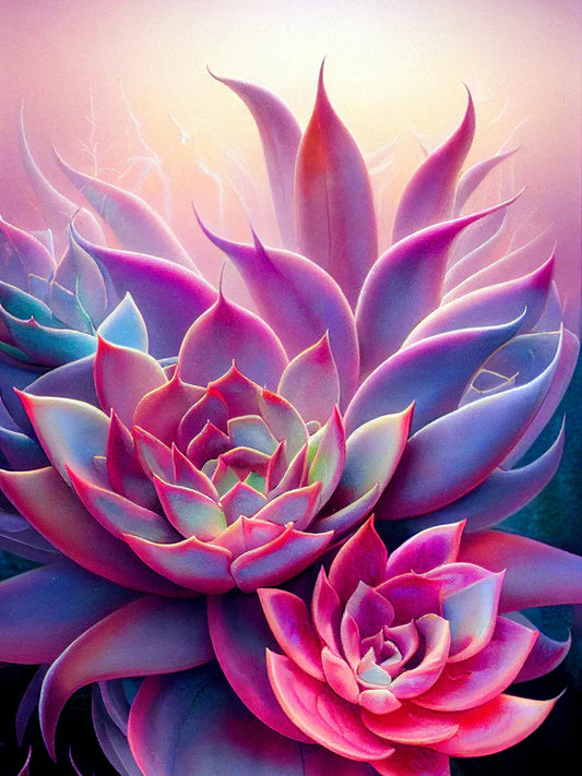 DIY 5D Diamond Painting Kit - Beautiful Pink Succulent