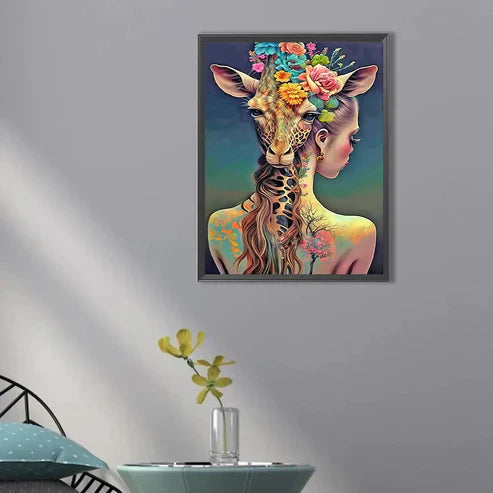 DIY 5D  Diamond Painting Kit -  Tattoo Girl & Leapord Painting