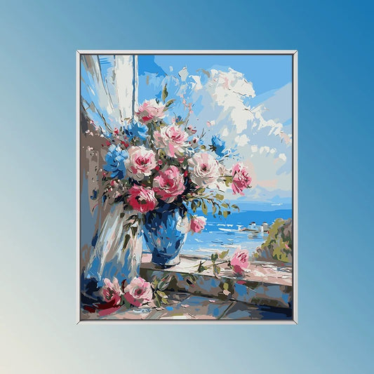 Painting By Numbers Kit - Flowers On The Windowsill