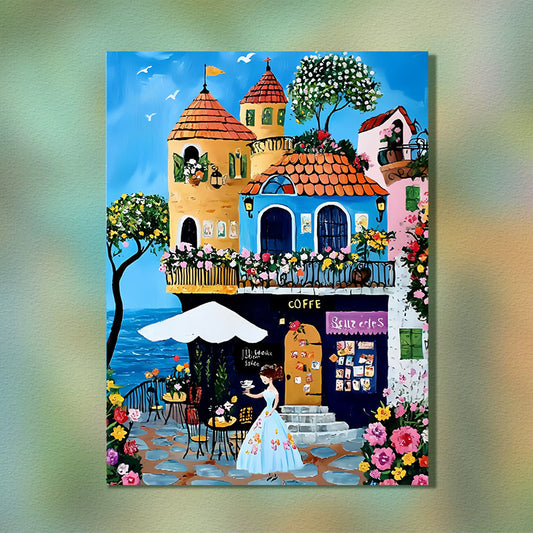Painting By Numbers Kit - Seaside Townscape