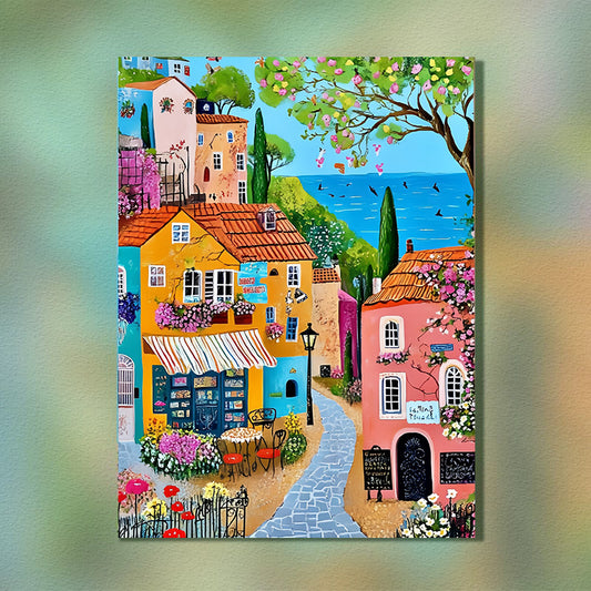 Painting By Numbers Kit - Seaside Townscape