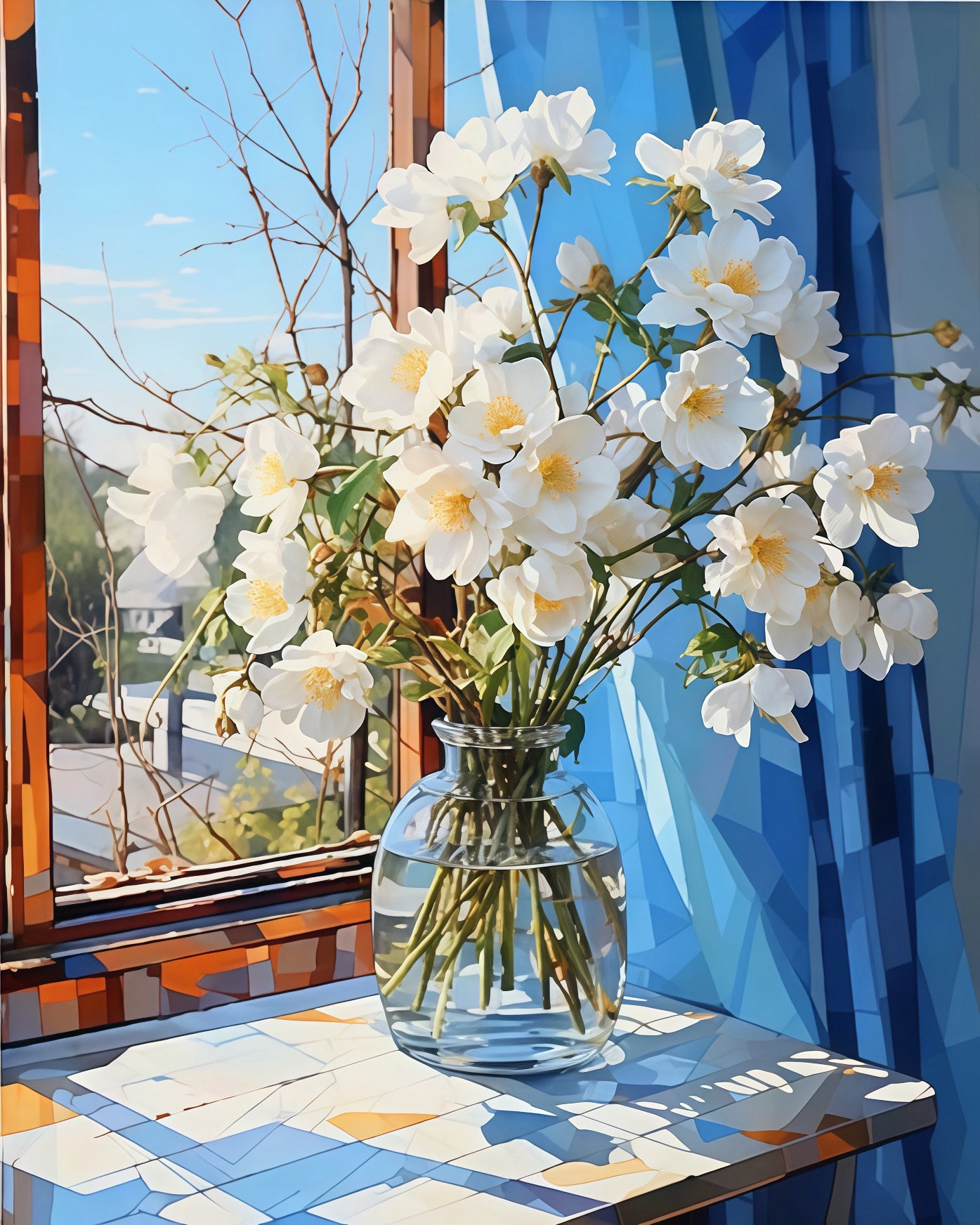 Painting By Numbers Kit - Flowers On The Windowsill