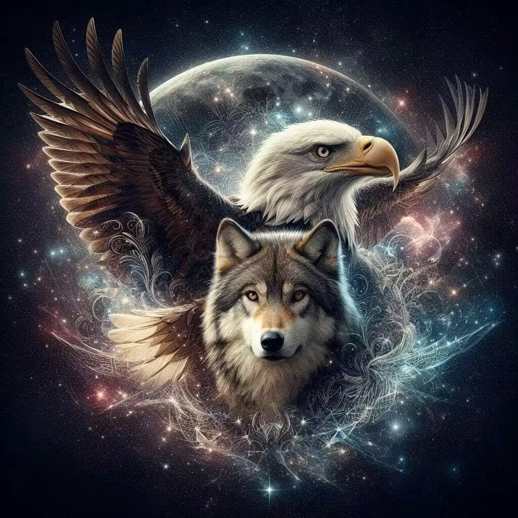 DIY Diamond Painting Kits - The Eagle And The Wolf