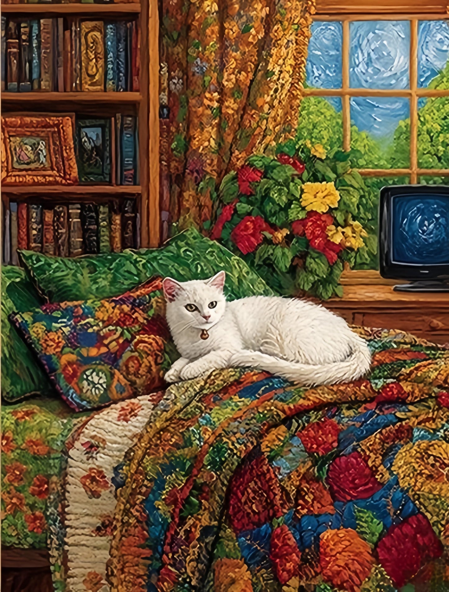 DIY Diamond Painting Kits - Cat In A Vintage Room