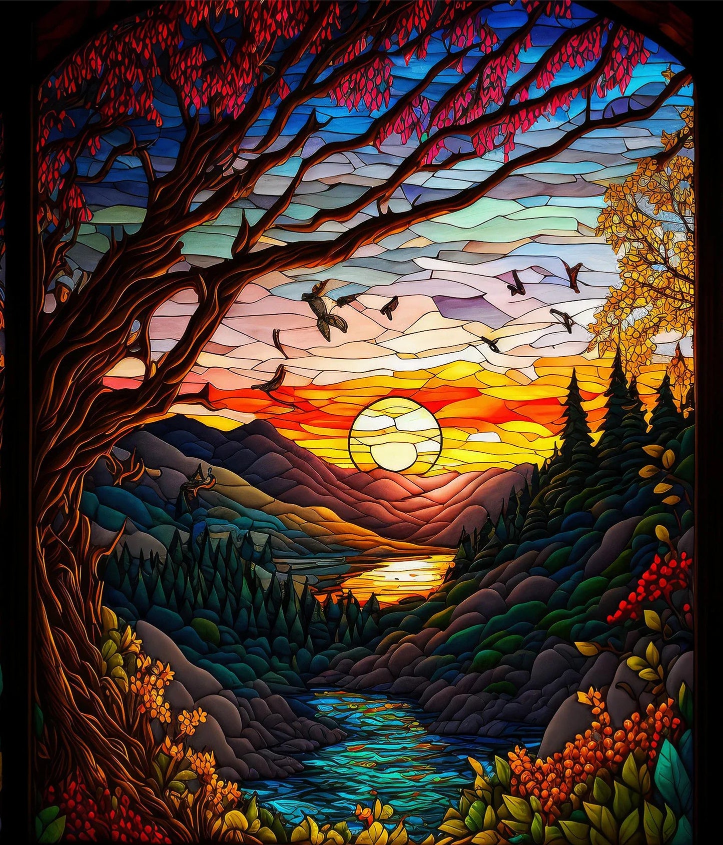 DIY 5D  Diamond Painting Kit - Sunset Stained Glass