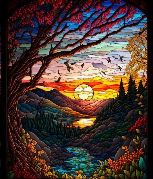 DIY 5D  Diamond Painting Kit - Sunset Stained Glass