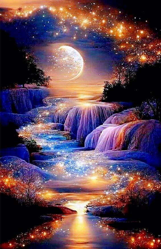 DIY Diamond Painting Kits - Abstract Moon Waterfall