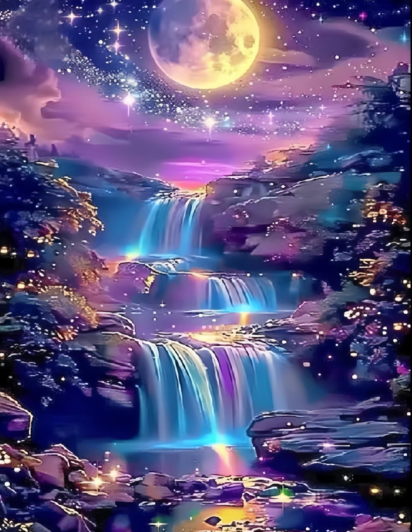 DIY Diamond Painting Kits - Abstract Moon Waterfall Scenery