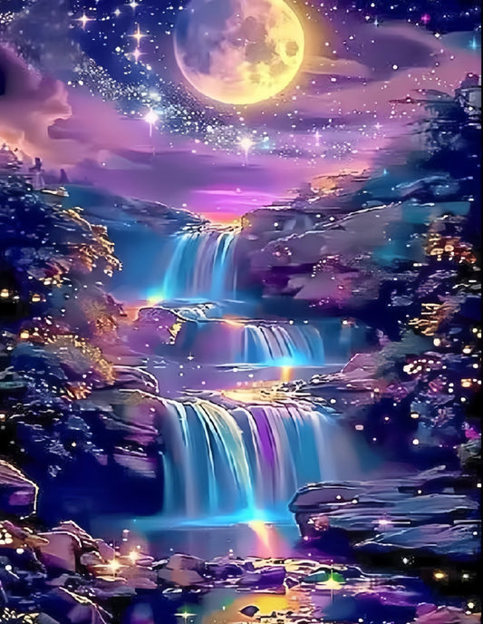 DIY Diamond Painting Kits - Abstract Moon Waterfall Scenery