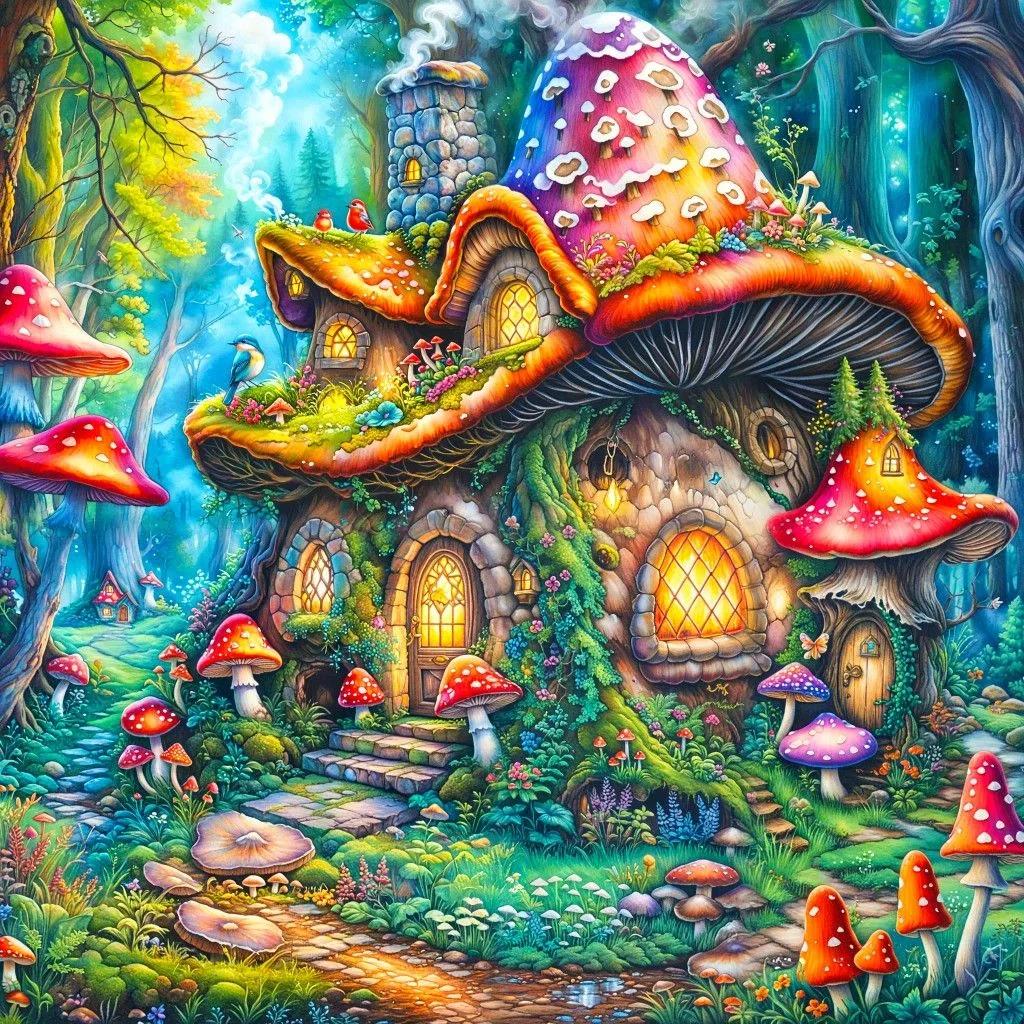 DIY Diamond Painting Kits - Fairy Tale Mushroom House