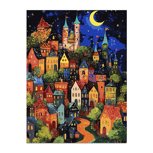 Painting By Numbers Kit - Abstract Town Night View