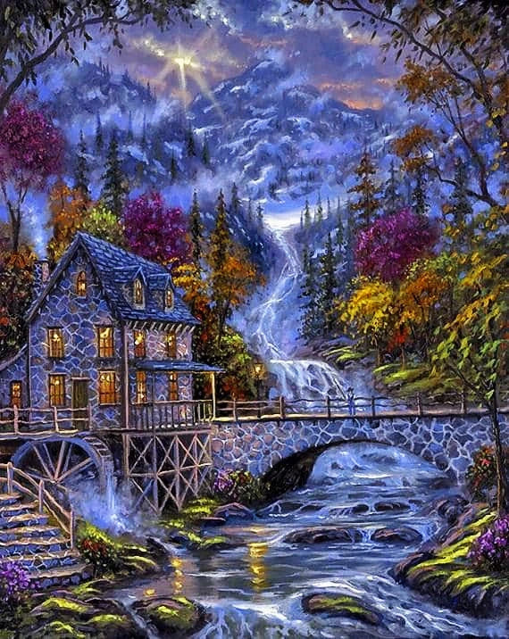 DIY 5D  Diamond Painting Kit -  Mountain Cabin