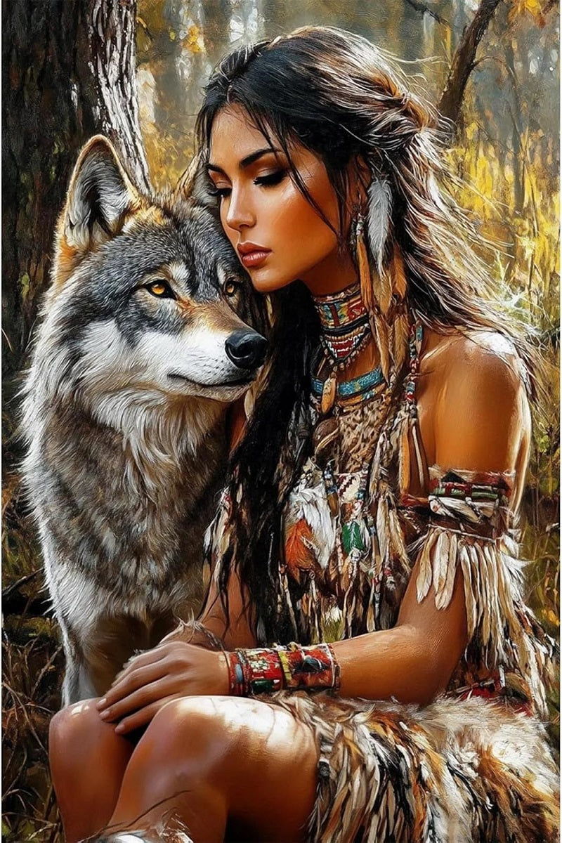 DIY Diamond Painting Kits - Woman and Wolf