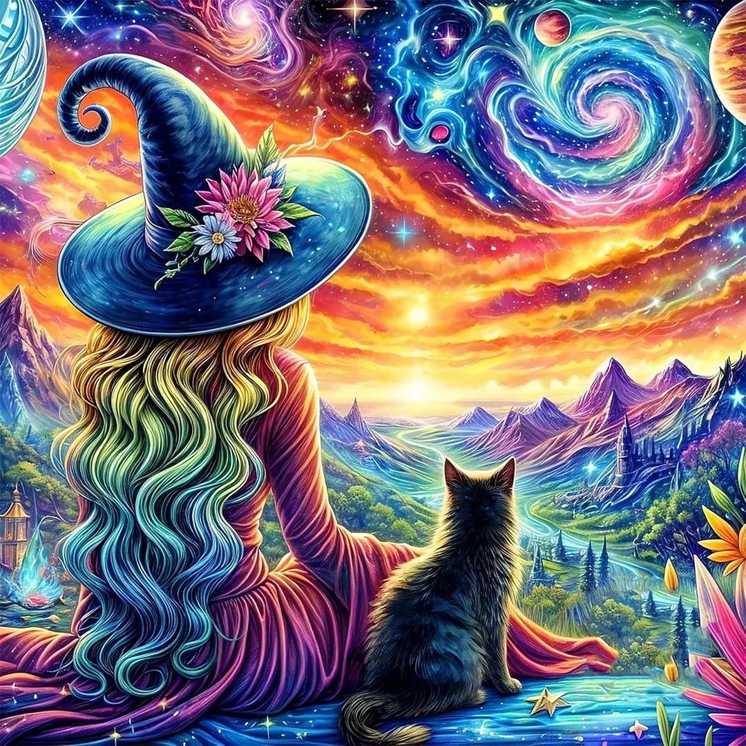 DIY Diamond Painting Kits - The Witch and the Black Cat