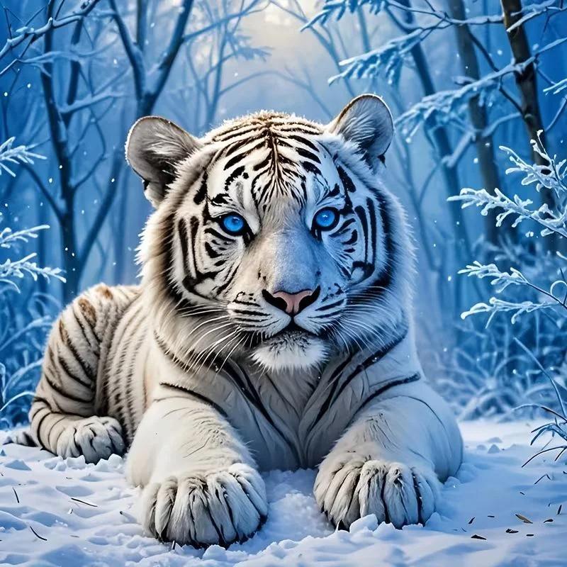 DIY Diamond Painting Kits - White Tiger